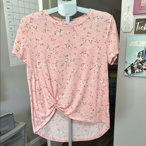 Wallflower Pink Floral Knot-Front Tee